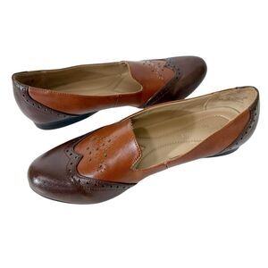Naturalizer Womens Brown Two Tone Wingtip Brogue Color Block Comfort Loafer Sz 8
